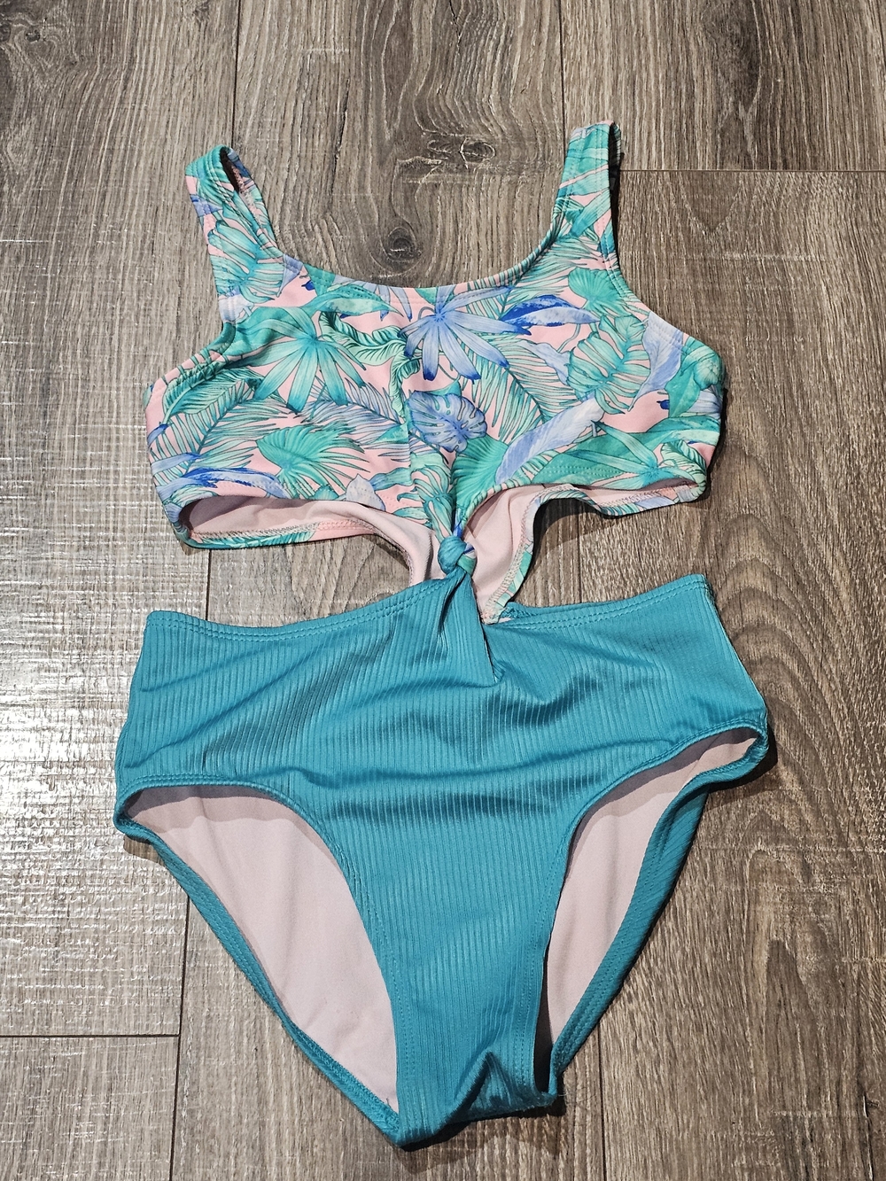 art class One Piece Swimsuit Size 10/12 Teal Tropical Print Swimsuit
